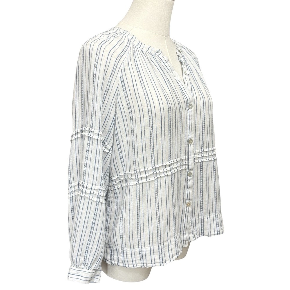 Rails Frances Sonoma Stripe Sz M Balloon Sleeve  Button Down Linen Blend - Picture 5 of 16